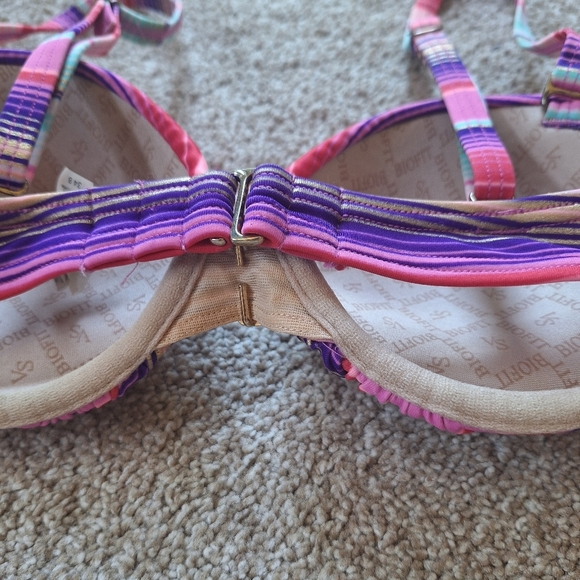 Victoria Secret Bikini Set Multicolor Stripes High Waist Womens Top 34B Bottom S - Picture 9 of 10